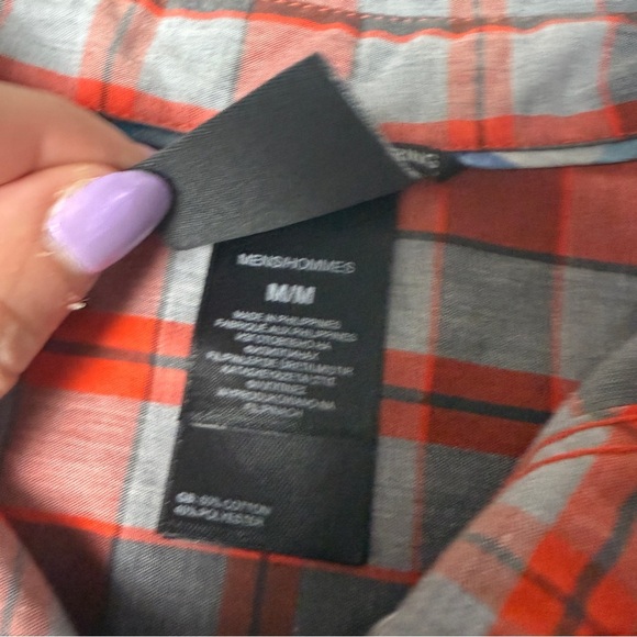 The North Face Orange and Gray Plaid Shirt snaps - Picture 4 of 6